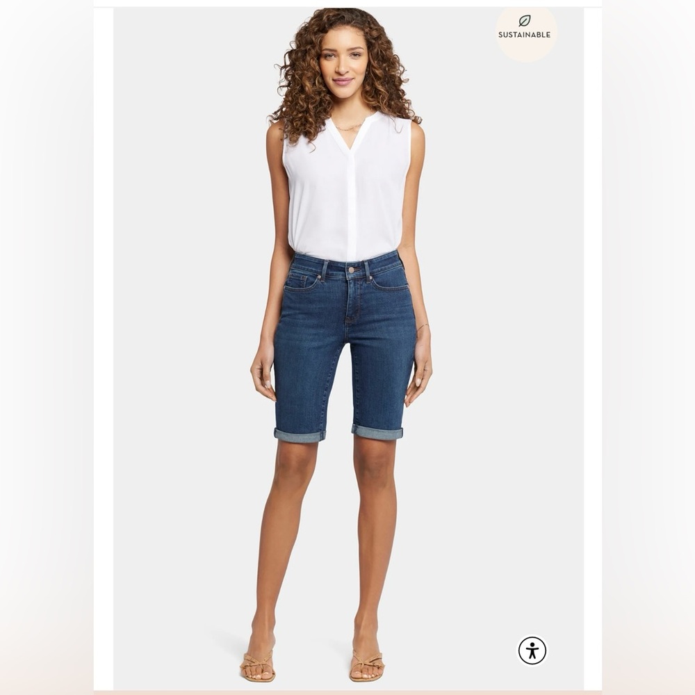 NYDJ Briella Cuffed Denim Bermuda Short, 4P, USA Made, EUC